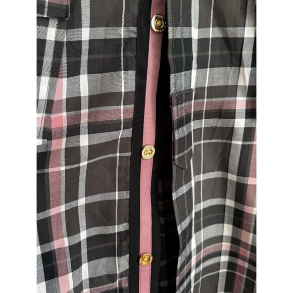 CAVI Designer Shirt Men’s Sz 5X Long Sleeve Blk/White/Pink Stripe Button-Up - Picture 3 of 11